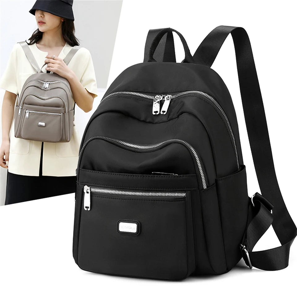 Waterproof Nylon Cloth Women's Backpacks Vintage High Capacity School Bags for Teenage Girl 2023