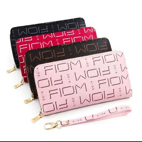 Women Long Lady Zipper Wallet Letter Litchi Grain