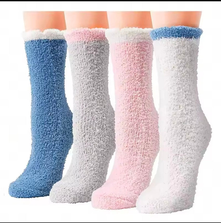 3 Pairs Winter Coral Velvet Women's Pure Thick Socks