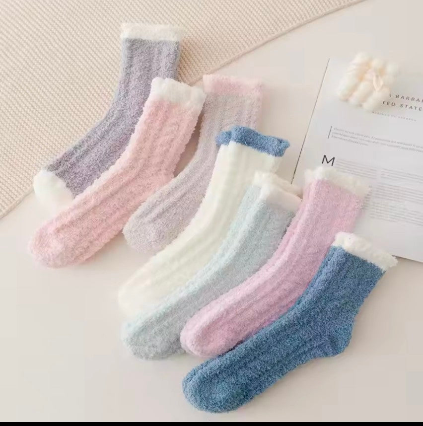 3 Pairs Winter Coral Velvet Women's Pure Thick Socks