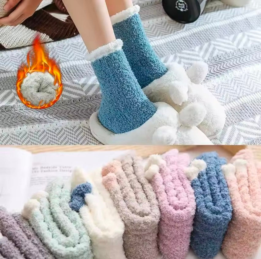 3 Pairs Winter Coral Velvet Women's Pure Thick Socks