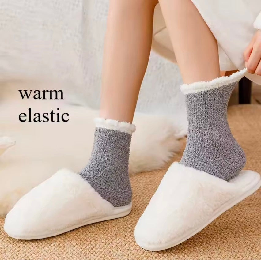 3 Pairs Winter Coral Velvet Women's Pure Thick Socks