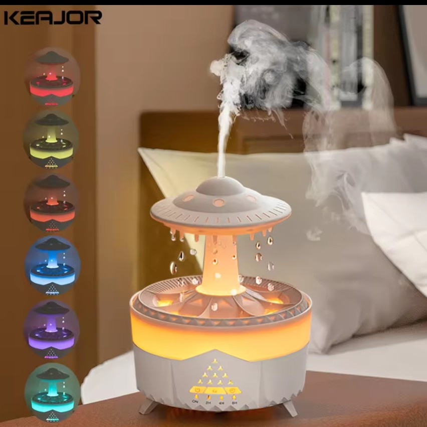 Rain Diffuser Water Drip Humidifier with Remote Lamp UFO Rain Sounds