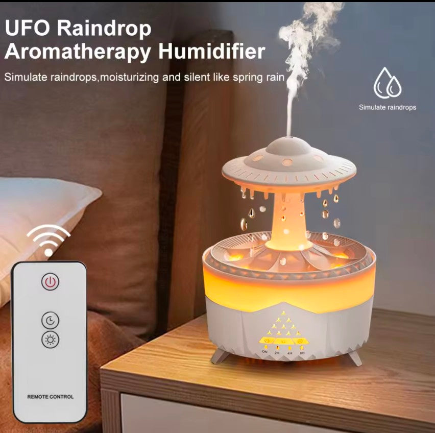 Rain Diffuser Water Drip Humidifier with Remote Lamp UFO Rain Sounds