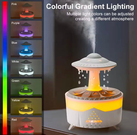 Rain Diffuser Water Drip Humidifier with Remote Lamp UFO Rain Sounds