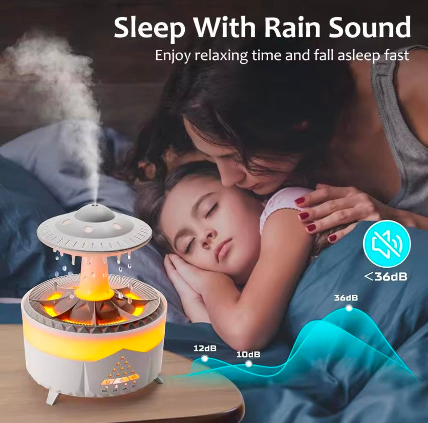 Rain Diffuser Water Drip Humidifier with Remote Lamp UFO Rain Sounds