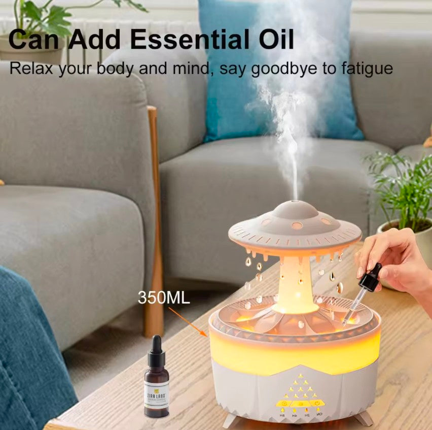 Rain Diffuser Water Drip Humidifier with Remote Lamp UFO Rain Sounds