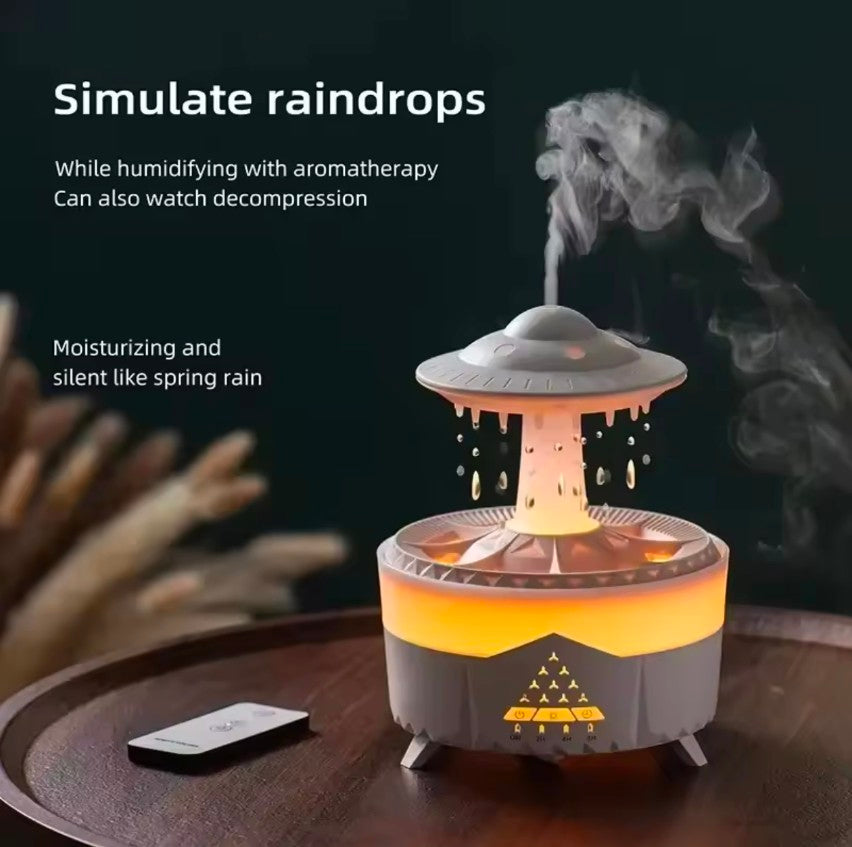 Rain Diffuser Water Drip Humidifier with Remote Lamp UFO Rain Sounds