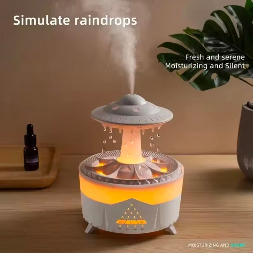 Rain Diffuser Water Drip Humidifier with Remote Lamp UFO Rain Sounds