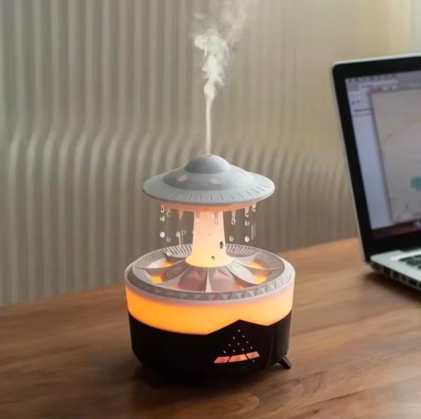 Rain Diffuser Water Drip Humidifier with Remote Lamp UFO Rain Sounds