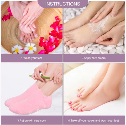 2pcs Foot Care Spa Moisturizing Gel Socks Exfoliating Dry Cracked Soft Skin Sock