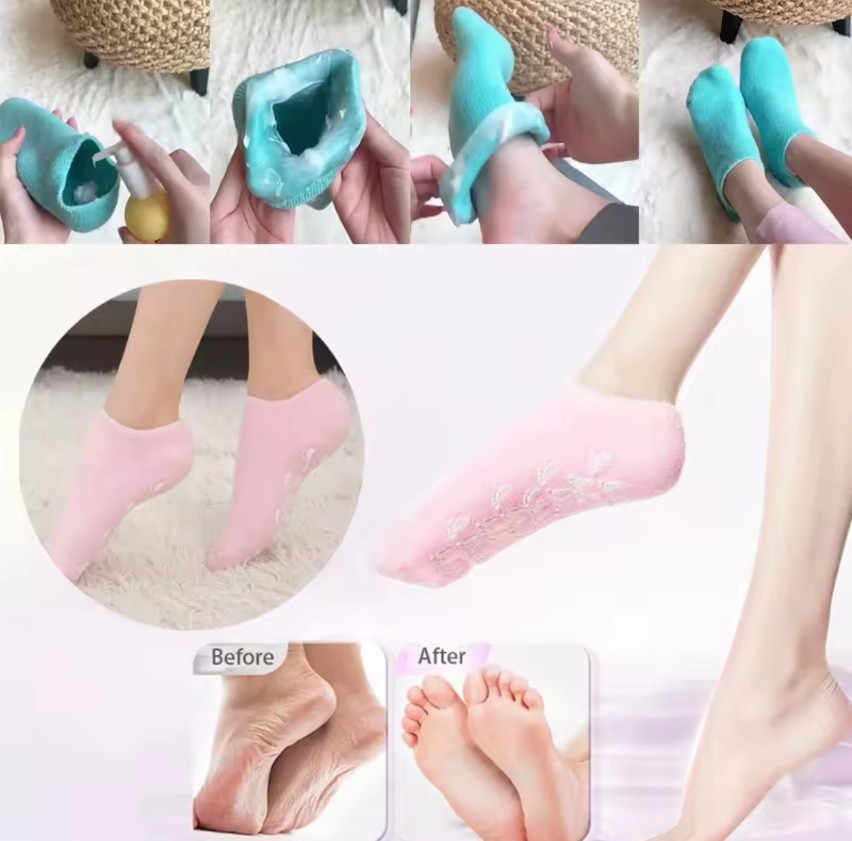 2pcs Foot Care Spa Moisturizing Gel Socks Exfoliating Dry Cracked Soft Skin Sock