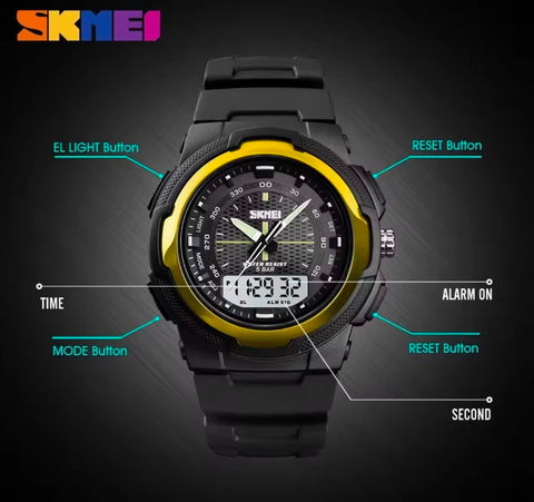 SKMEI 1454 Man Military Double Time Waterproof Watch