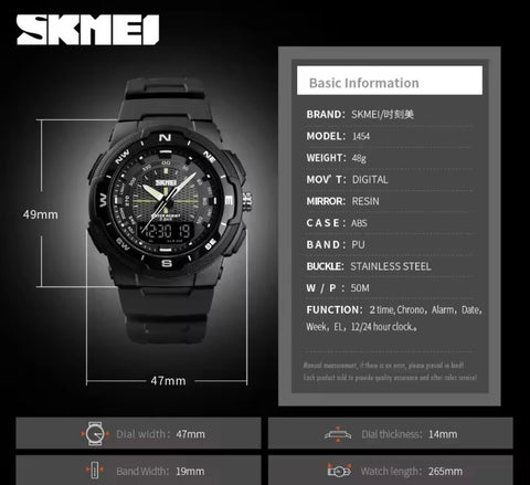 SKMEI 1454 Man Military Double Time Waterproof Watch
