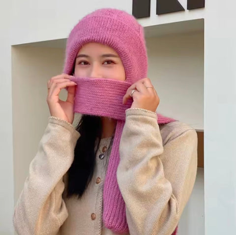 Ladies Winter Hat Scarf Set Cold Proof Ear Protection Scarf Warm Girls Beanies cap