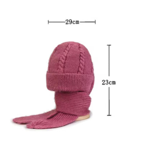 Ladies Winter Hat Scarf Set Cold Proof Ear Protection Scarf Warm Girls Beanies cap