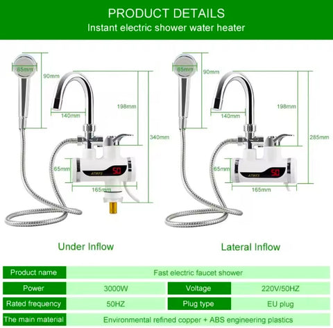 Tankless Hot Water Heater Faucet Shower Instant Electric Tap