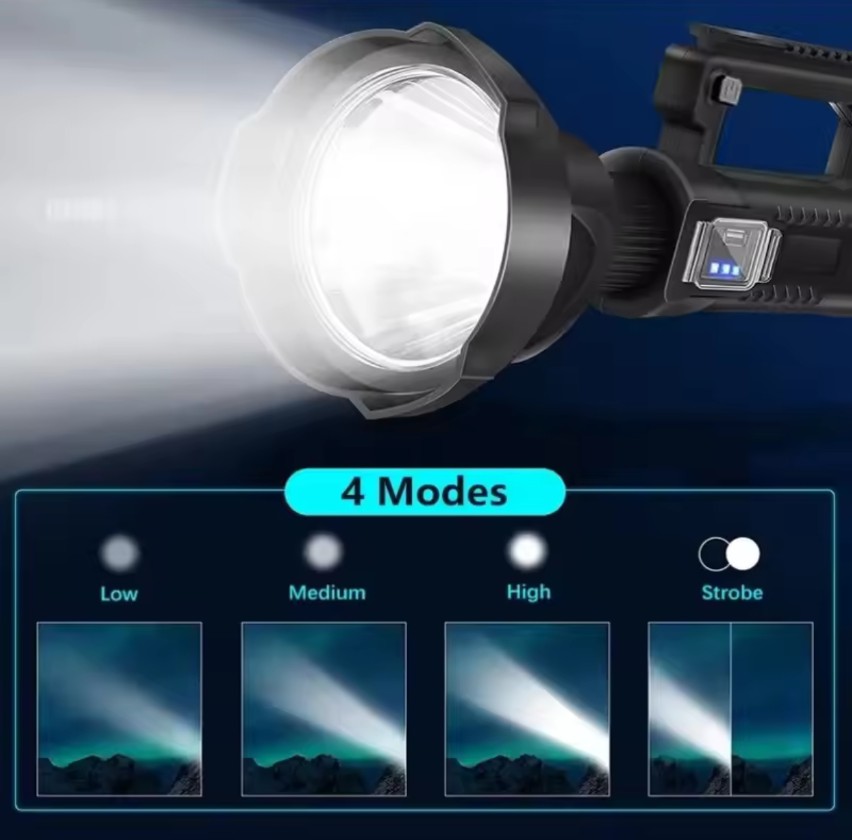 Mountain P120 High Power LED Flashlight  USB Rechargeable Searchlight Camping Light