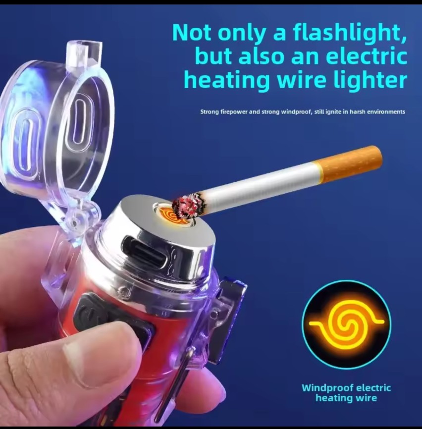 2 in 1 Rechargeable Tungsten Lighter & Torch Transparent