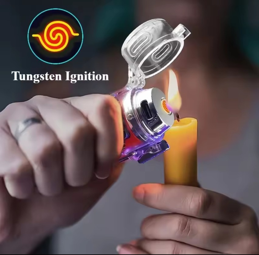 2 in 1 Rechargeable Tungsten Lighter & Torch Transparent