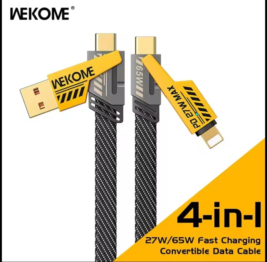 4in1 Type C To Type C 65W Mecha Style Fast Charging Cable For IPhone Xiaomi Redmi POCO OnePlus Samsung vivo  USB A To USB C Data Cord