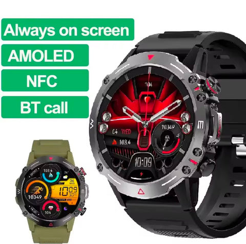 HK87 AMOLED Smart Watch Bluetooth Call 1.43inch Screen NFC AI Voice Heart Rate 410mAh Battery