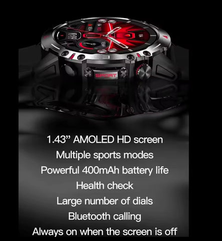 HK87 AMOLED Smart Watch Bluetooth Call 1.43inch Screen NFC AI Voice Heart Rate 410mAh Battery