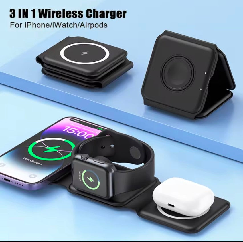 40W 3 in 1 Wireless Charger Pad Stand Magnetic Fast Charging Dock Station