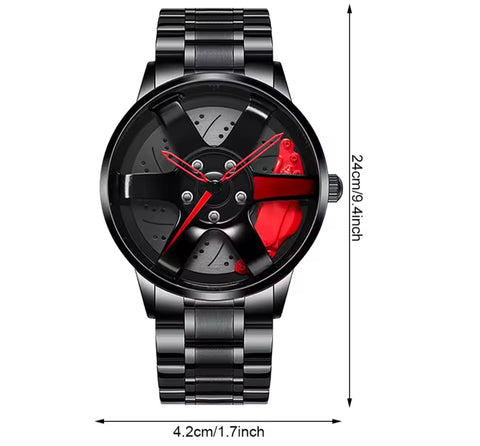 Wheel Design Fashion Stainless Steel Men's Quartz Wristwatch