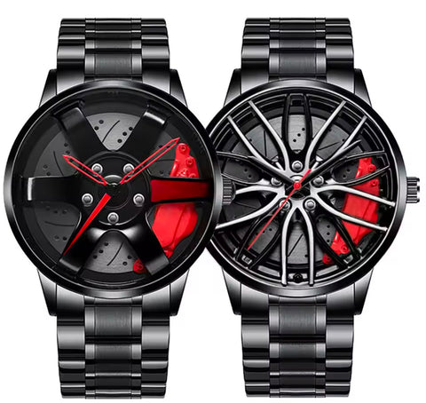 Wheel Design Fashion Stainless Steel Men's Quartz Wristwatch