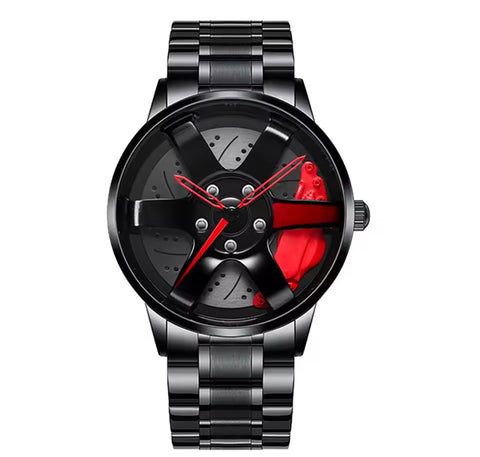 Wheel Design Fashion Stainless Steel Men's Quartz Wristwatch