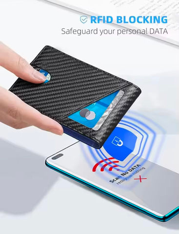 Minimalist men's wallet RFID anti-theft brush ultra-thin double fold 12 card wallet
