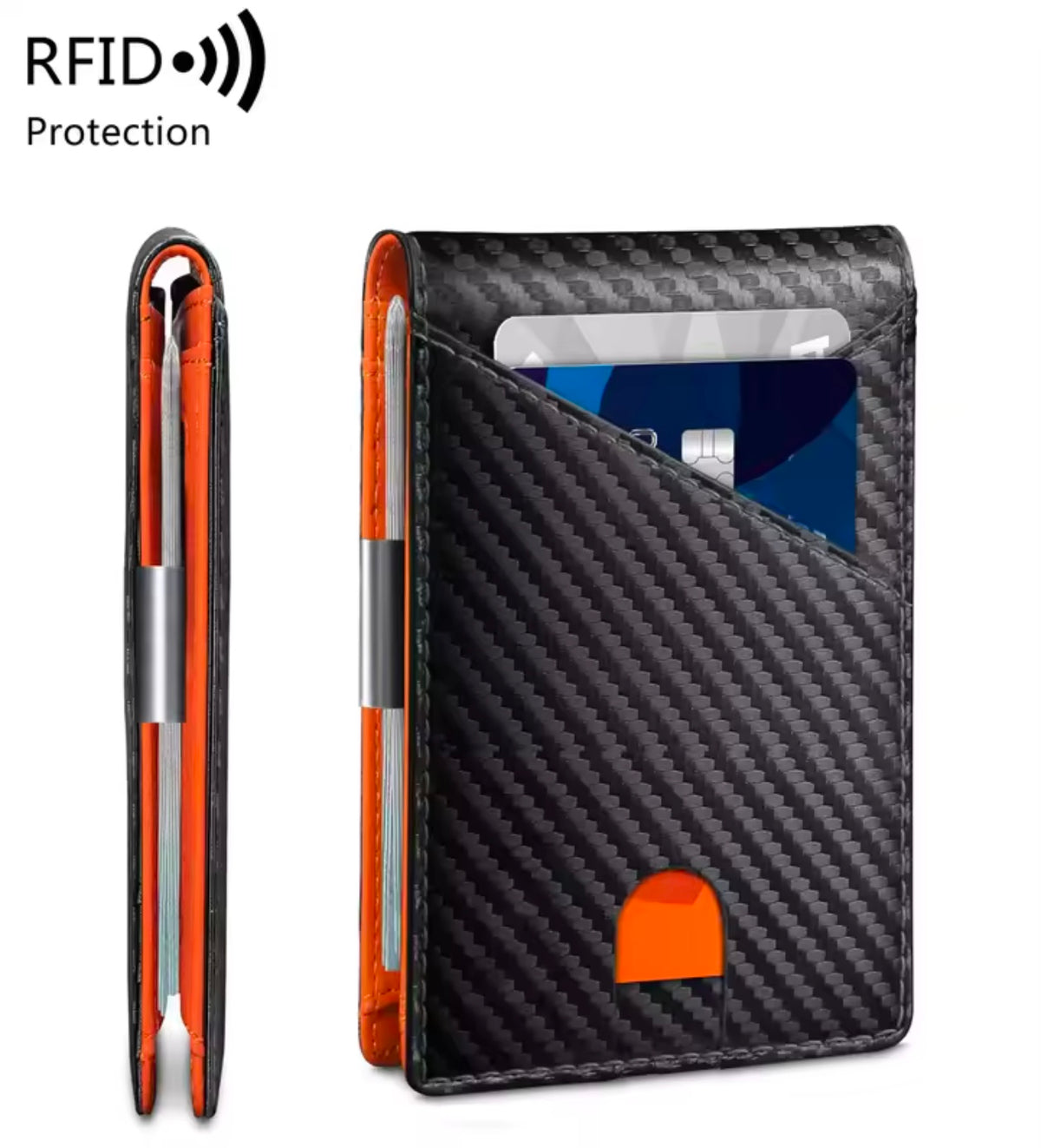 Minimalist men's wallet RFID anti-theft brush ultra-thin double fold 12 card wallet