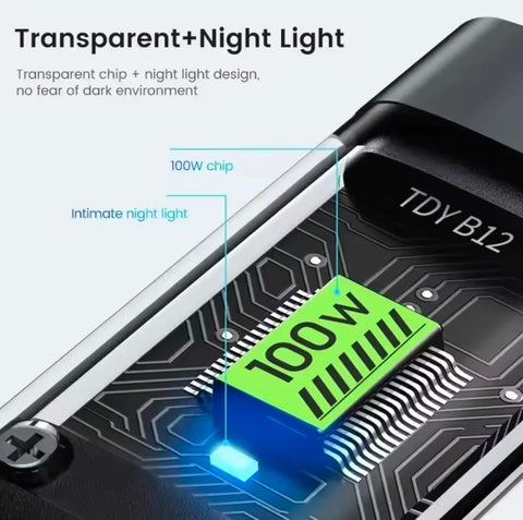 100W Super Fast Charging USB C Type 3 In 1 Data Cable With Light
