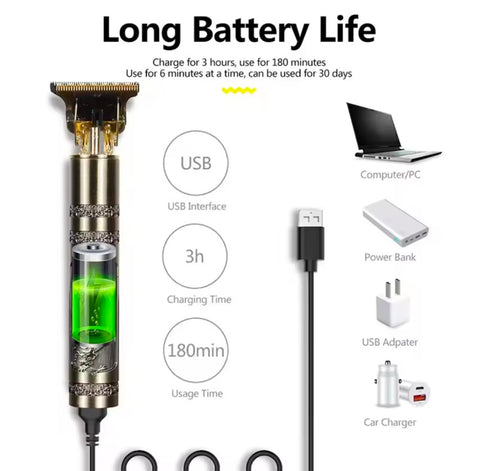 T9 Hair Trimmer Professional Rechargeable Beard Trimmer Titanium Cordless