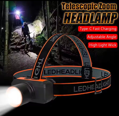 Long Range Japani Zoomable Headlight With Powerfull Led Torch Rechargeable 18650