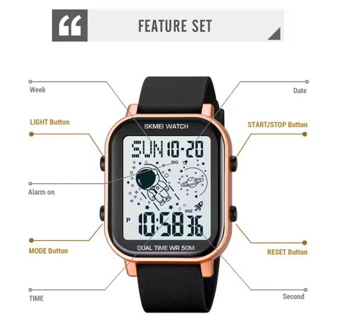 SKMEI 1863 Waterproof Creative Astronaut Dial Calendar Back Light Reloj Relogio Masculino