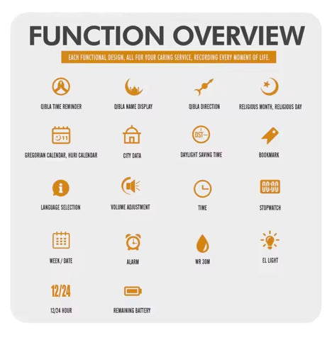 SKMEI 2270 Muslim Azan Digital Watch Led Light Display Sport Watch Hijri Pilgrimage Time Reminder