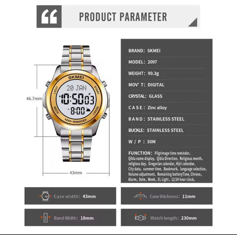 Skmei 2097 Azan Qibla Islamic Watch