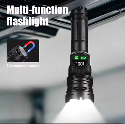 2km Long Range LED Flashlight With Side COB Strong Tail Magnet Lamp Type-C
