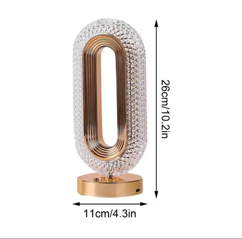 Elegant Oval Crystal Table Lamp - Stylish Rechargeable Night Light