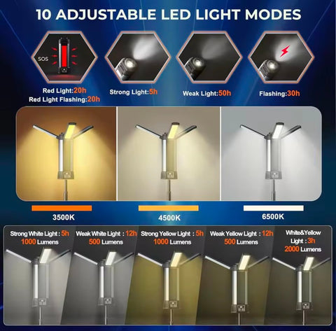 Super Bright Hanging Camping Lantern & Torch with stand i 10 Modes