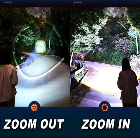 Long Range High Power Dual Light  Flashlight Built in Battery