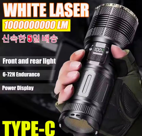 Long Range High Power Dual Light  Flashlight Built in Battery