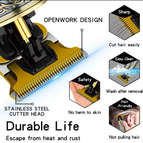 Vintage T9 High quality LED display razor USB Electric Men's Beard knife Revolving body wash Trimmer