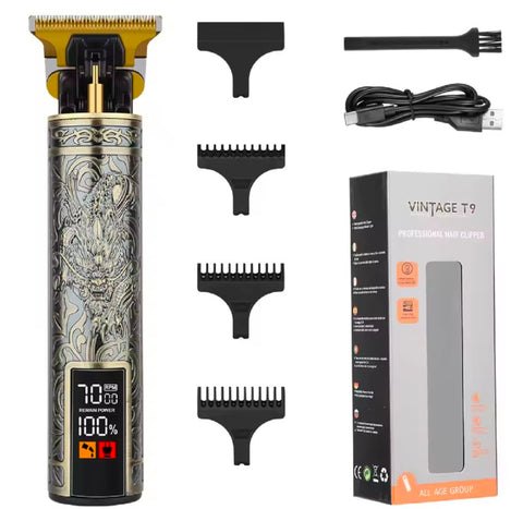 Vintage T9 High quality LED display razor USB Electric Men's Beard knife Revolving body wash Trimmer