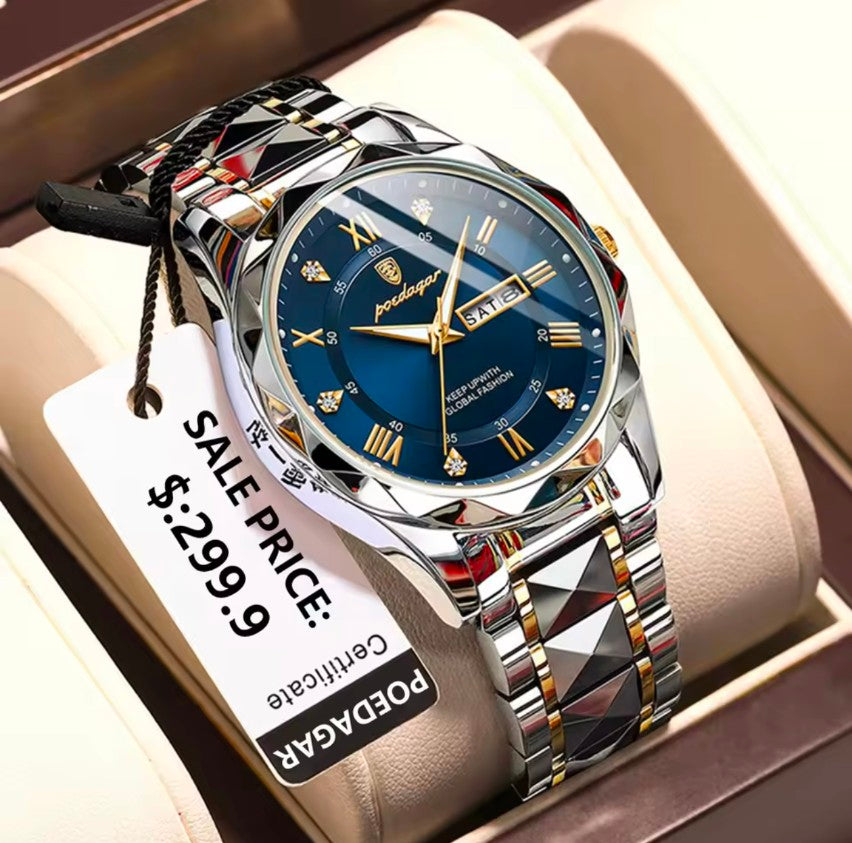 Stainless Steel Men's Fashion Watch  50M Waterproof Luminous