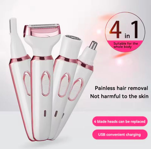 4 In 1 Electric Lady Shaver Body Hair Removal Epilator Painless Cordless Trimmer Razor
