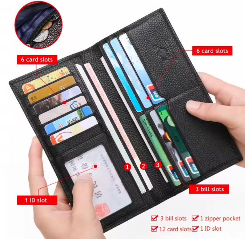 VANNANBA Long Slim Wallet for Men RFID Blocking