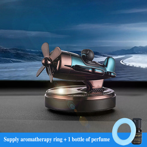 Solar Car Air Freshener Auto Parts Interior Men Aromatreatment Decoration Propeller Rotating Fighter Modelling Perfume Diffuser
